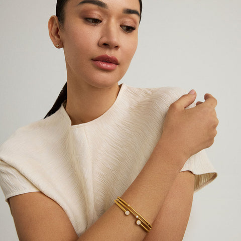 Orsay Pavé Bangle Bracelet - Gold