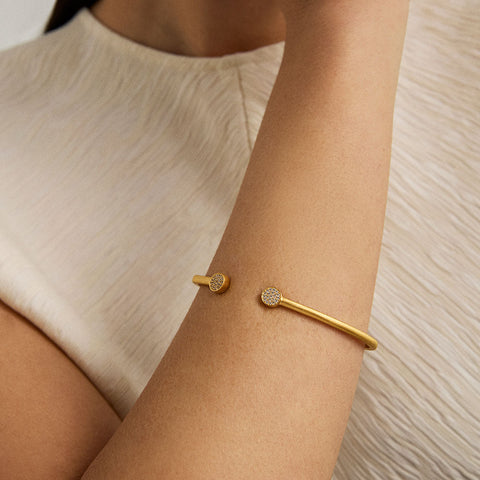 Mirabeau Pavé Open Bangle Bracelet - Gold