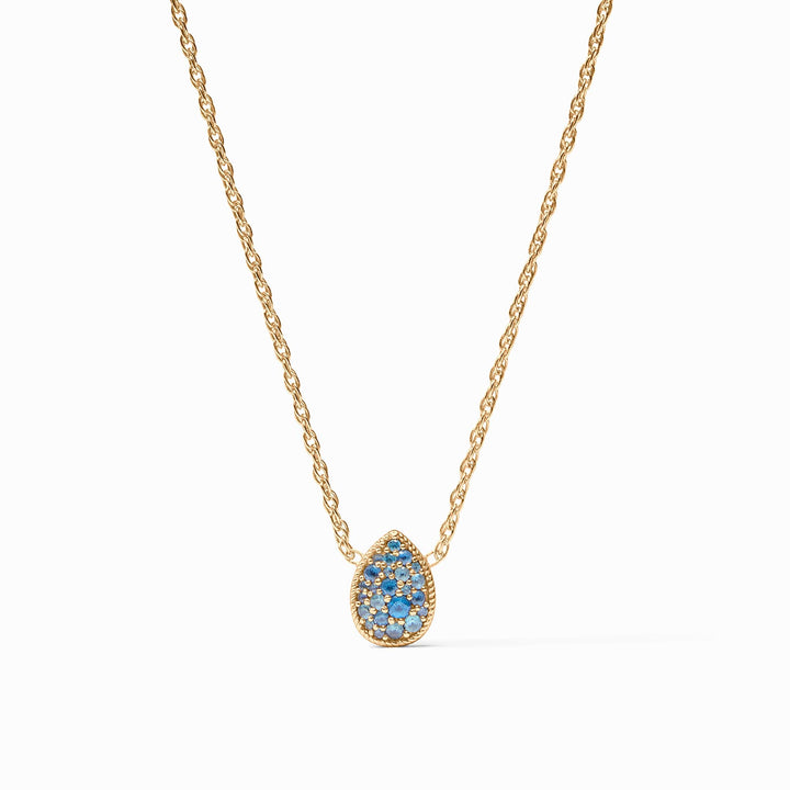 Birthstone Teardrop Delicate Necklace - Blue Topaz - December