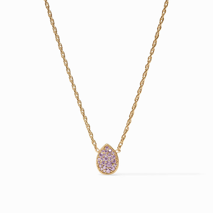 Birthstone Teardrop Delicate Necklace - Amethyst - February