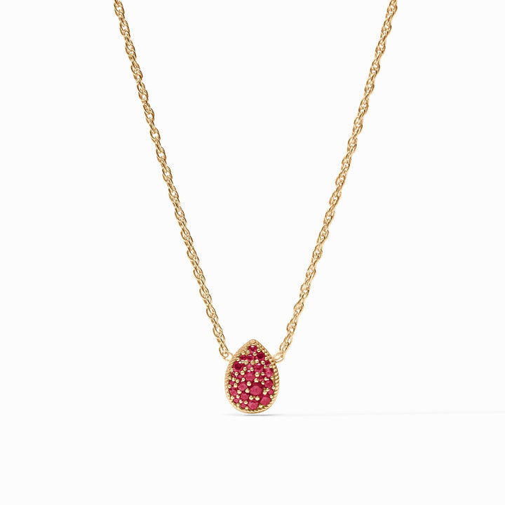 Birthstone Teardrop Delicate Necklace - Ruby - July