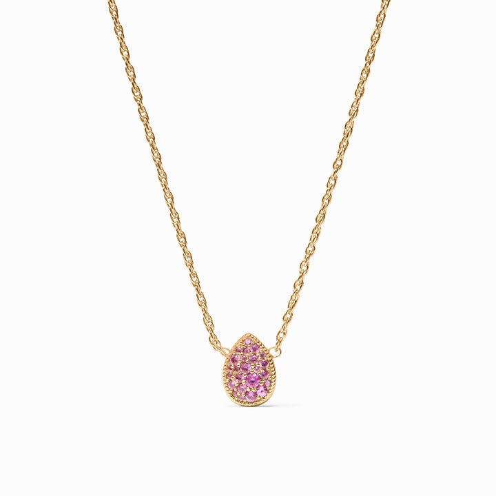 Birthstone Teardrop Delicate Necklace - Pink Tourmaline - October