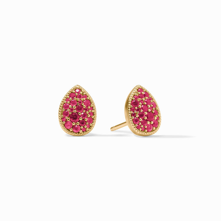 Birthstone Teardrop Stud - Ruby - July