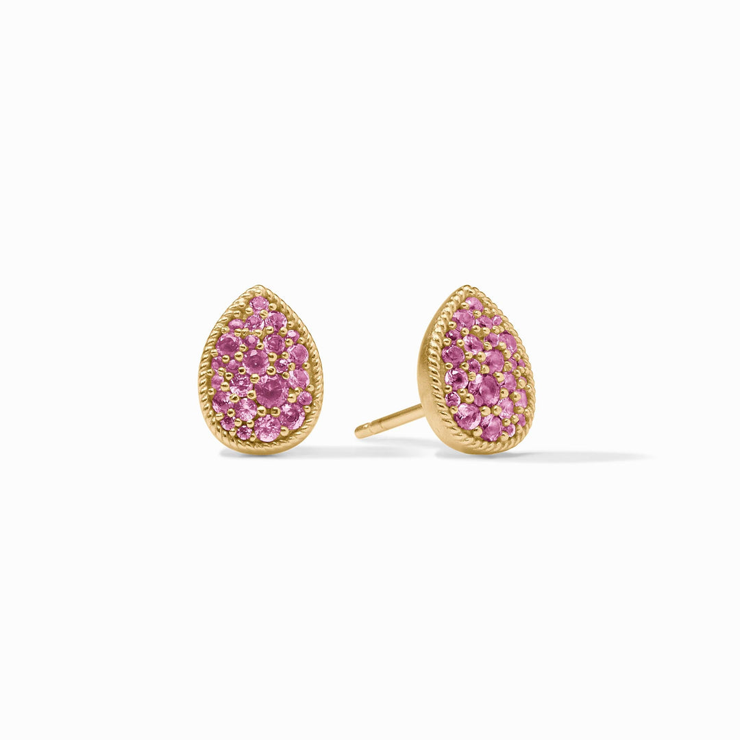 Birthstone Teardrop Stud - Pink Tourmaline - October