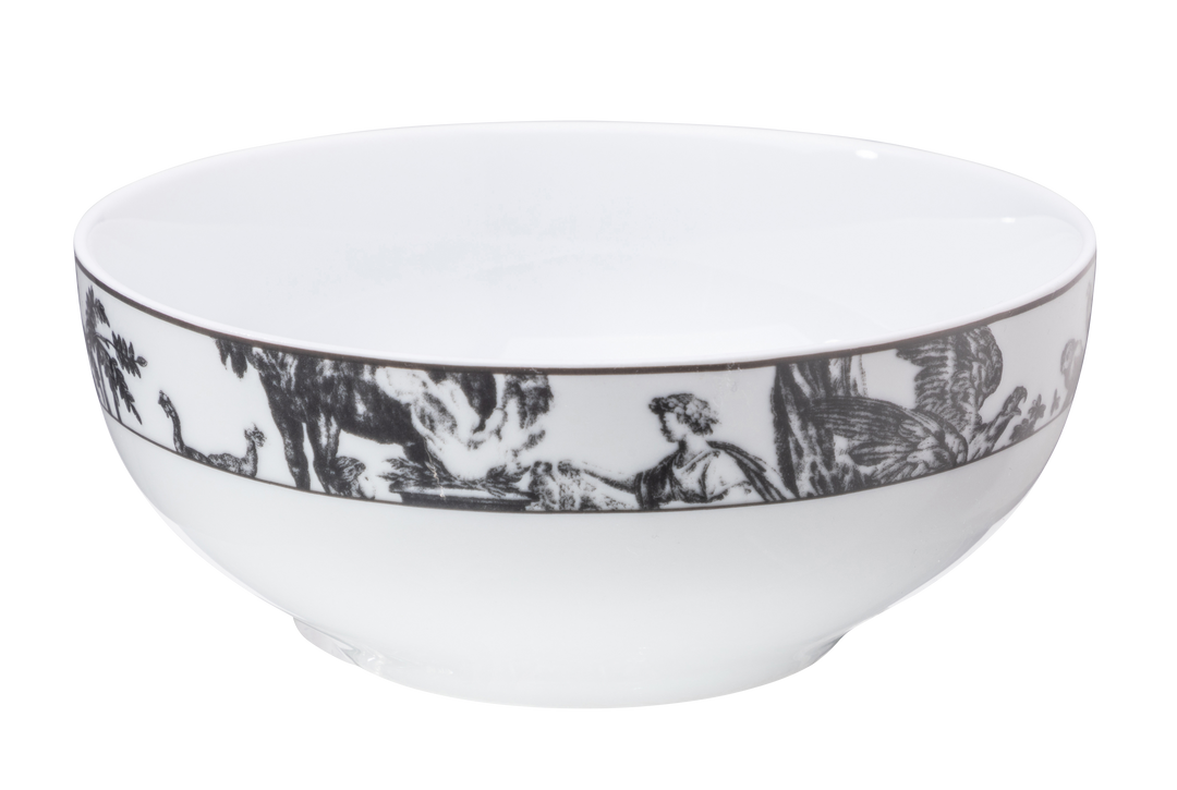 Toile de Jouy, Bowl: The Four Parts of the World, Dark Gray, Set of 4