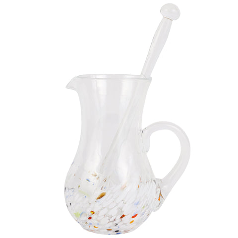 Chiara White Pitcher and Stirrer Set