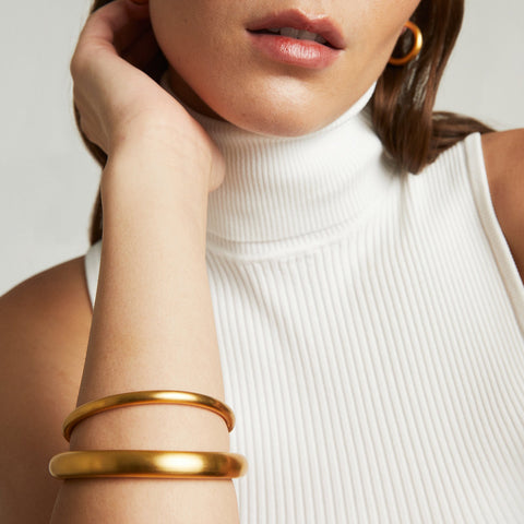 Large Dune Hinge Bangle - Gold