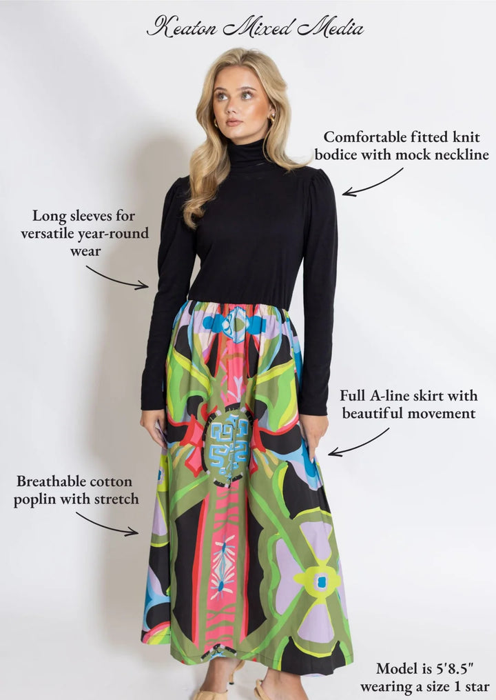 Keaton© Mixed Media Turtle Neck Dress