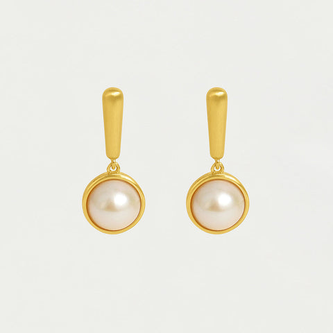 Catalina Droplet Earrings - Gold / Pearl