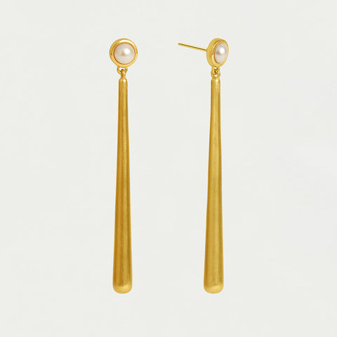 Catalina Long Drop Earrings - Gold / Pearl