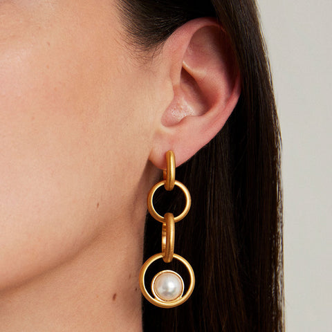 Laguna Chain Drop Earrings - Gold / Pearl