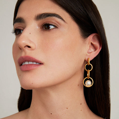 Laguna Chain Drop Earrings - Gold / Pearl