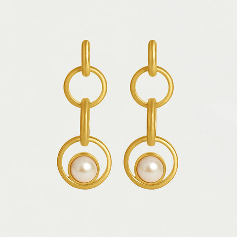 Laguna Chain Drop Earrings - Gold / Pearl