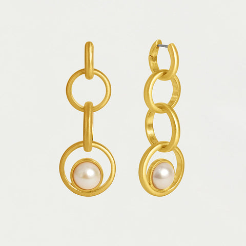 Laguna Chain Drop Earrings - Gold / Pearl