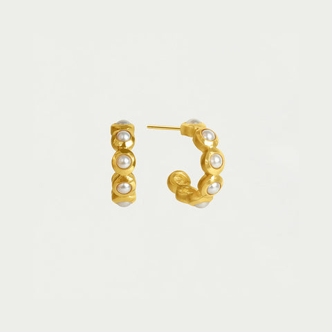 Eternity Huggie Hoops - Gold / Pearl