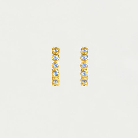 Eternity Small Hoops - Gold / Rainbow Moonstone