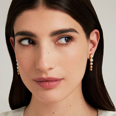 Cascade Statement Drop Earrings - Gold / Pearl