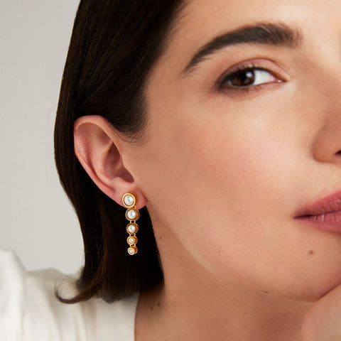 Cascade Statement Drop Earrings - Gold / Pearl