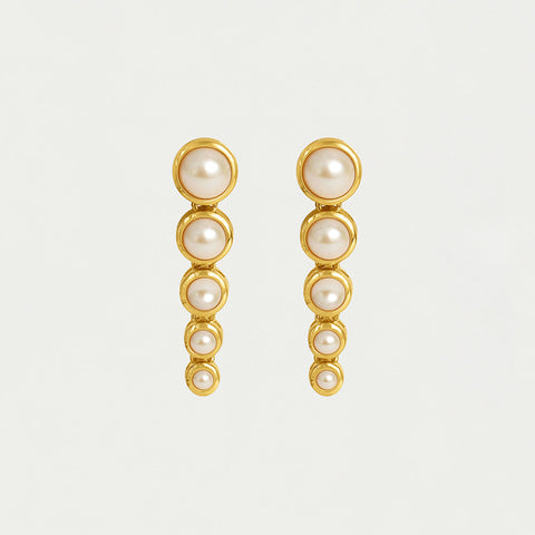 Cascade Statement Drop Earrings - Gold / Pearl