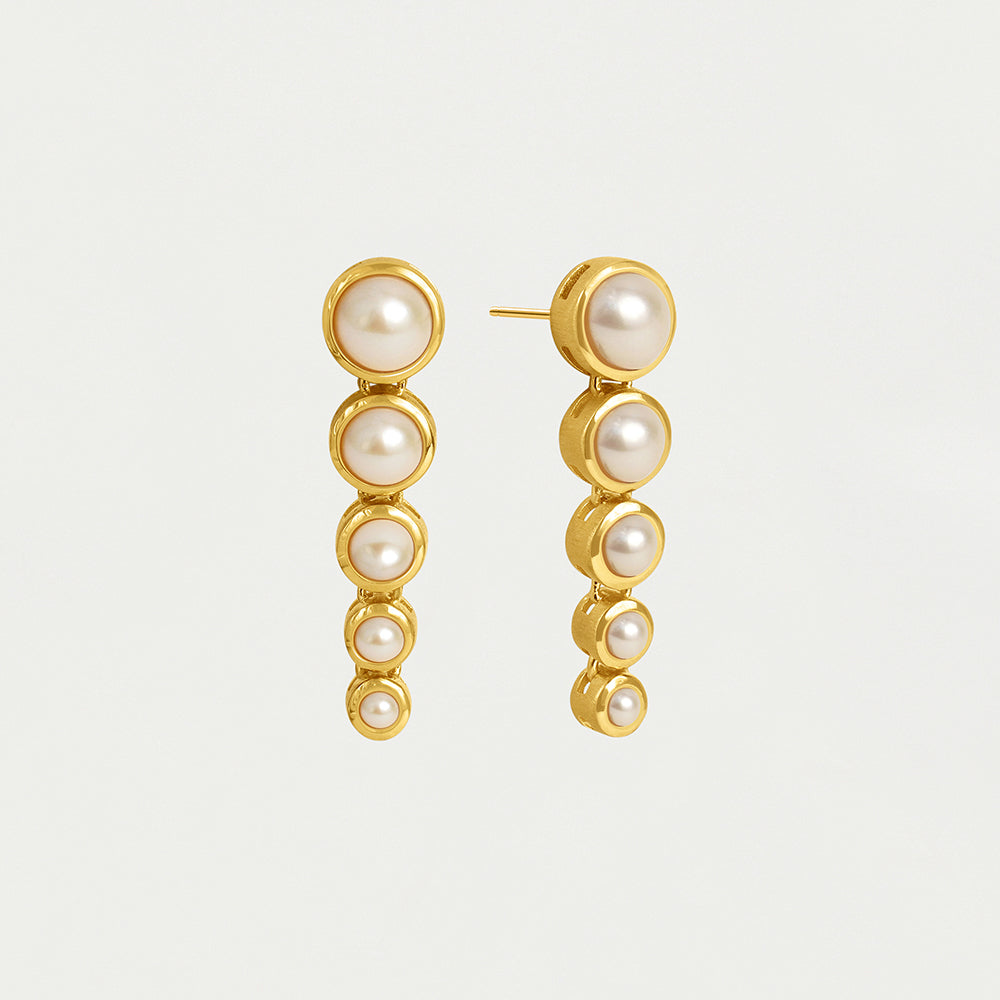 Cascade Statement Drop Earrings - Gold / Pearl