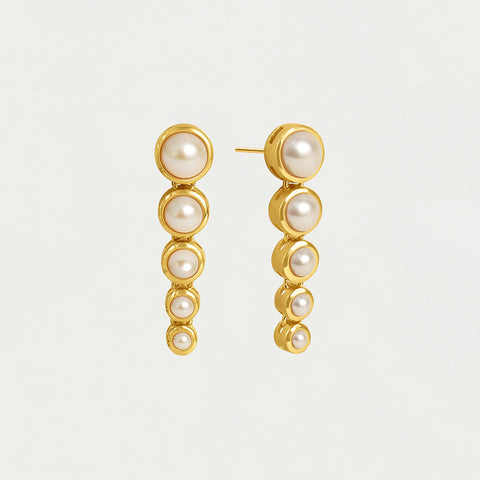 Cascade Statement Drop Earrings - Gold / Pearl