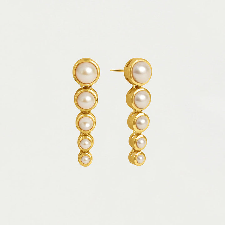Cascade Statement Drop Earrings - Gold / Pearl
