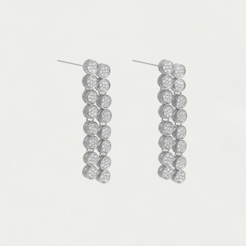 Mirabeau Pavé Statement Drop Earrings - Silver