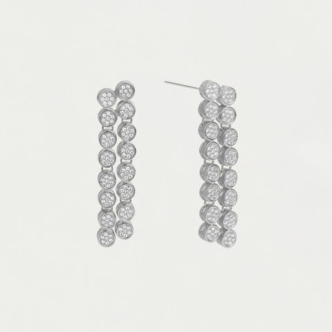 Mirabeau Pavé Statement Drop Earrings - Silver