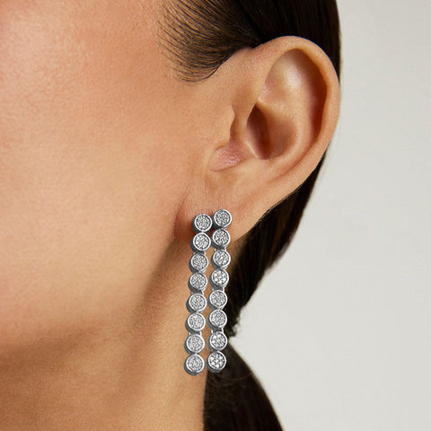 Mirabeau Pavé Statement Drop Earrings - Silver