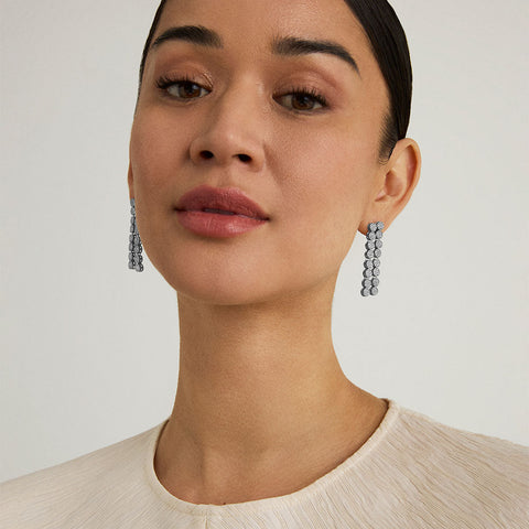 Mirabeau Pavé Statement Drop Earrings - Silver