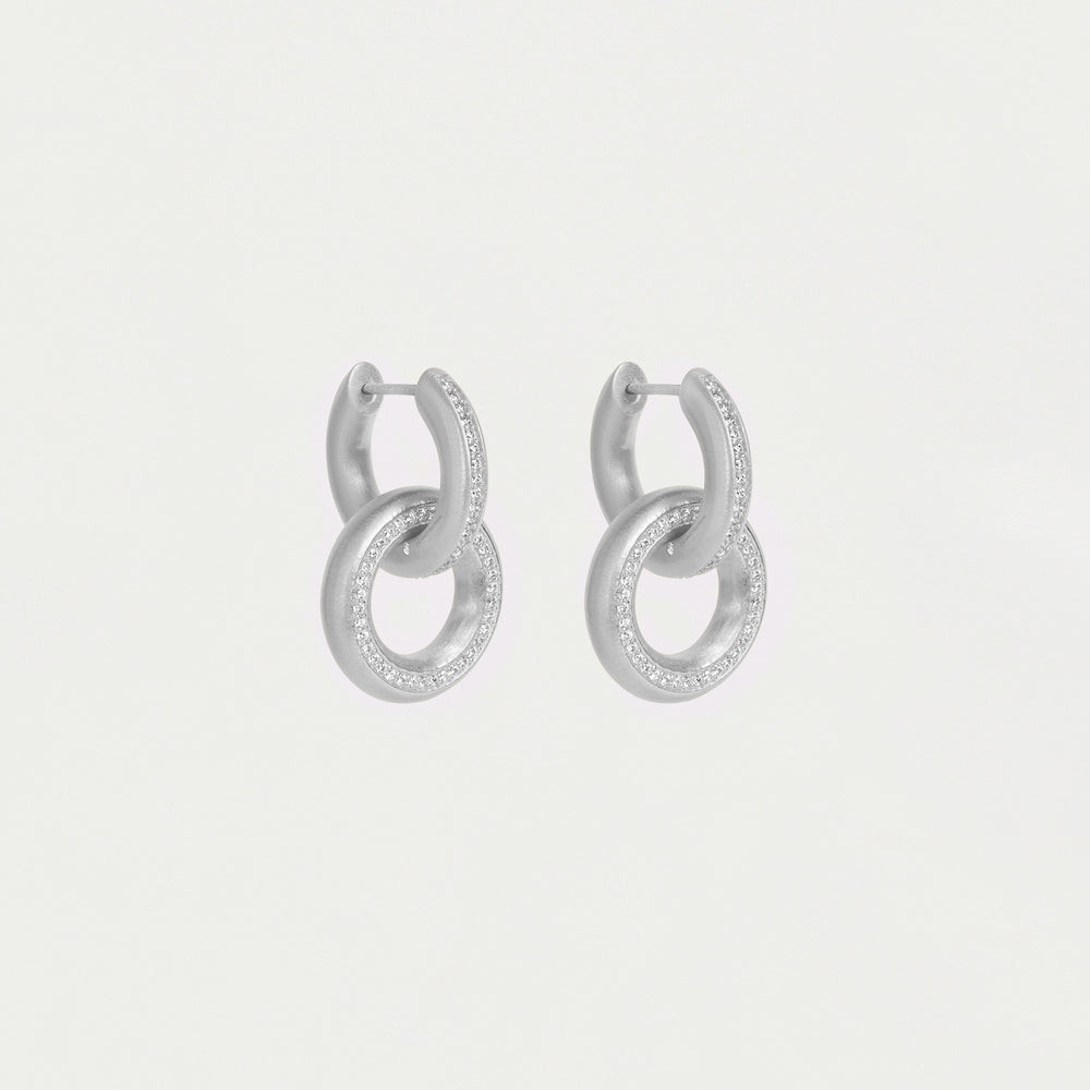 Colette Pavé Drop Earrings - Silver