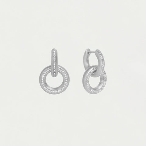 Colette Pavé Drop Earrings - Silver