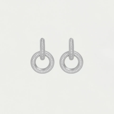 Colette Pavé Drop Earrings - Silver