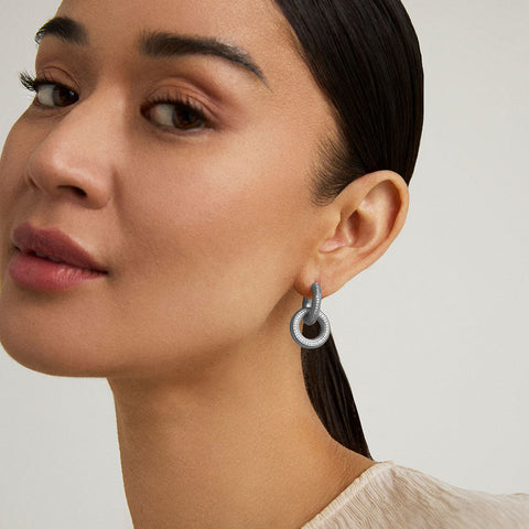 Colette Pavé Drop Earrings - Silver