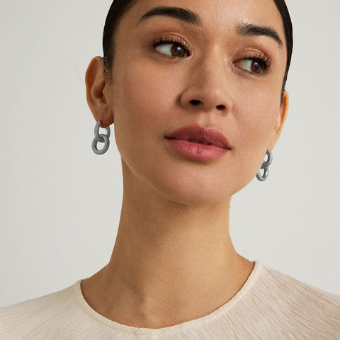 Colette Pavé Drop Earrings - Silver