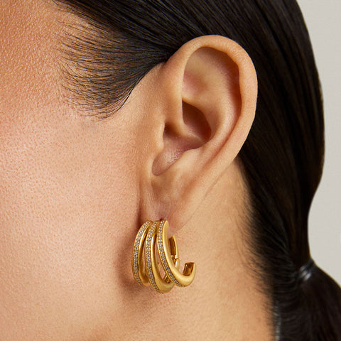 Dauphine Pavé Hoop Earrings - Gold