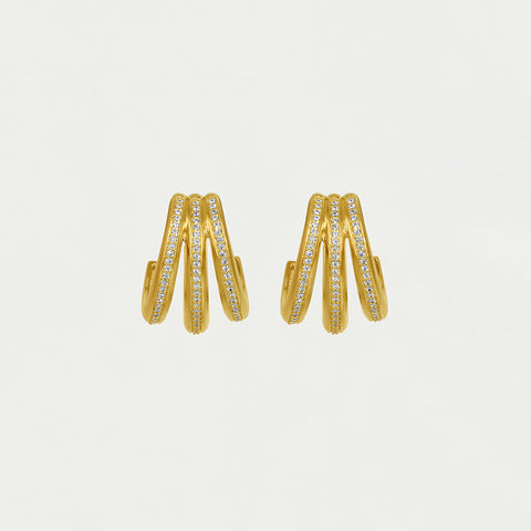 Dauphine Pavé Hoop Earrings - Gold