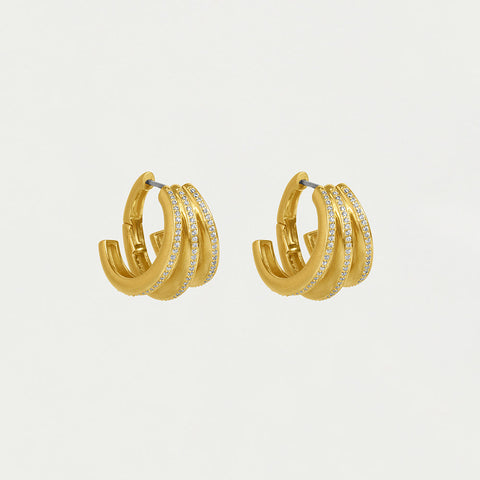 Dauphine Pavé Hoop Earrings - Gold