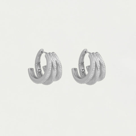 Dauphine Pavé Hoop Earrings - Silver