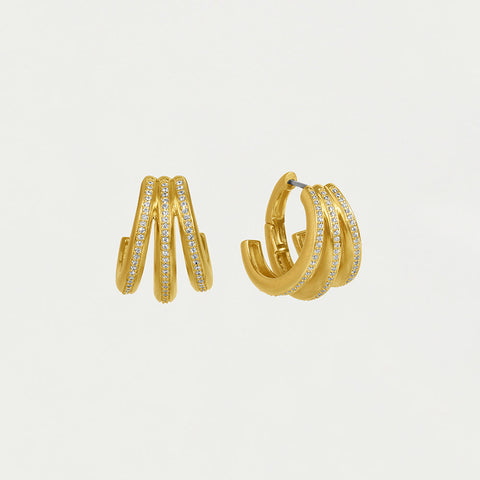 Dauphine Pavé Hoop Earrings - Gold