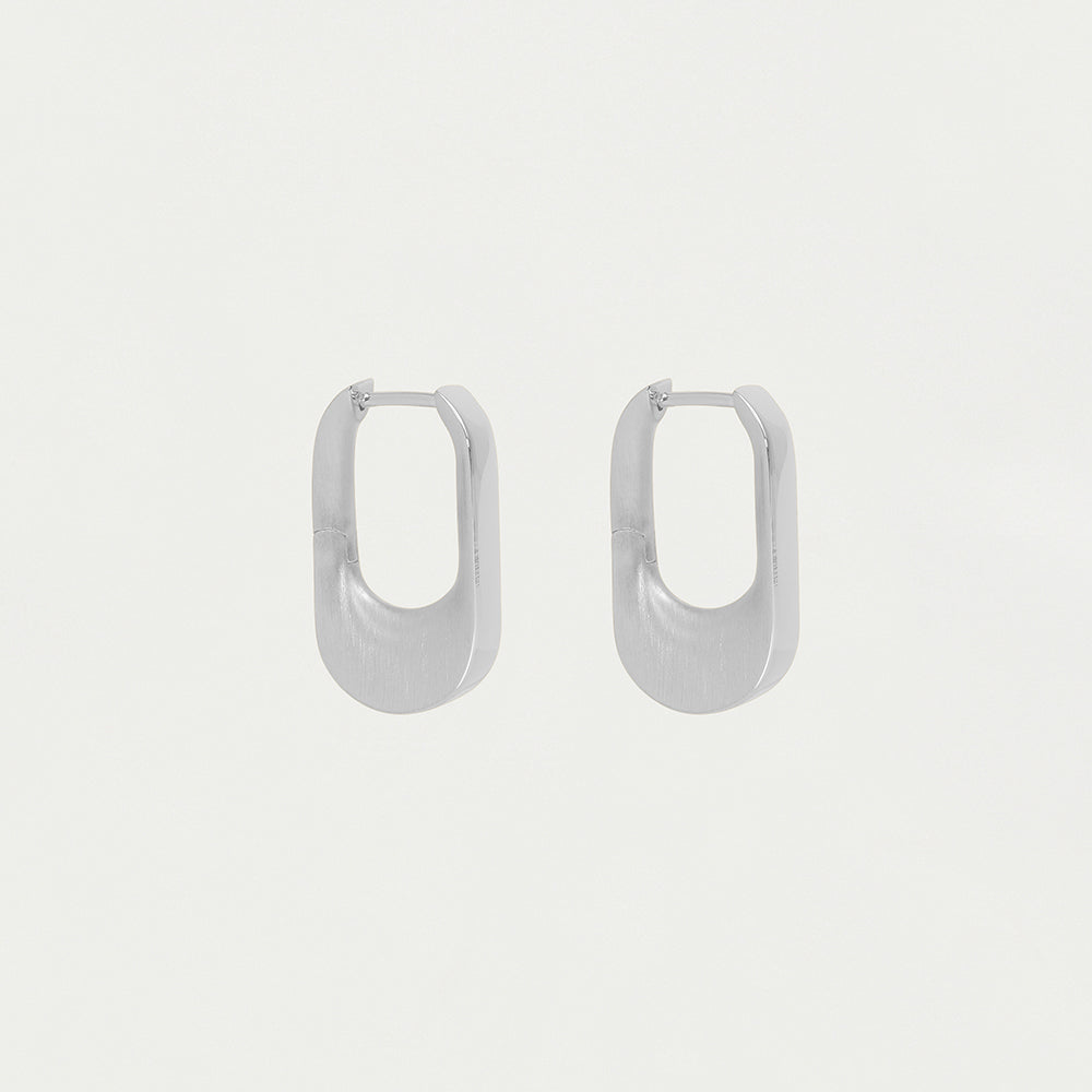 Crosby Hinged Huggie Hoops - Silver