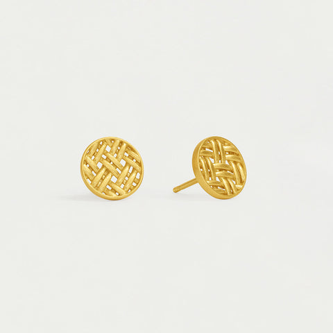 Weave Disc Studs - Gold