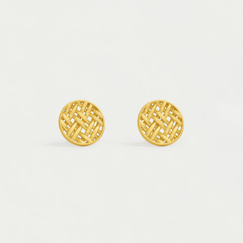 Weave Disc Studs - Gold