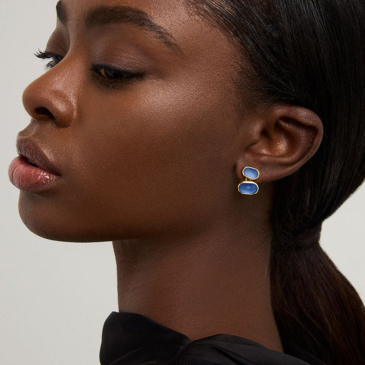 Mercer Double Gemstone Drop Earrings
