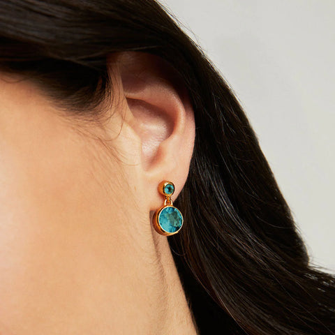 Signature Droplet Earrings - Gold / Paraiba Blue