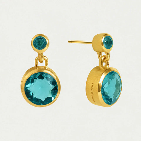 Signature Droplet Earrings - Gold / Paraiba Blue
