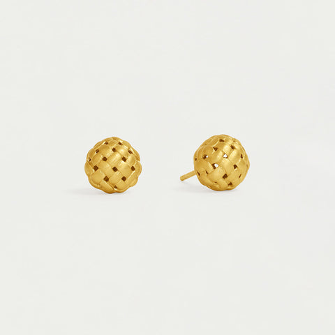 Weave Ball Studs - Gold