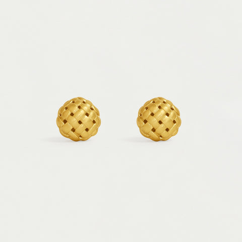 Weave Ball Studs - Gold