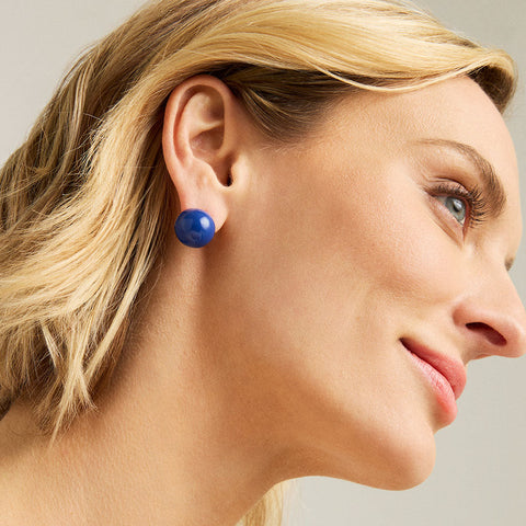 Dome Stud Earring - Gold / Classic Blue