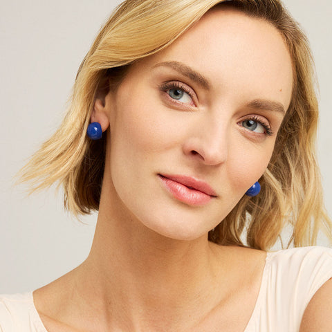 Dome Stud Earring - Gold / Classic Blue